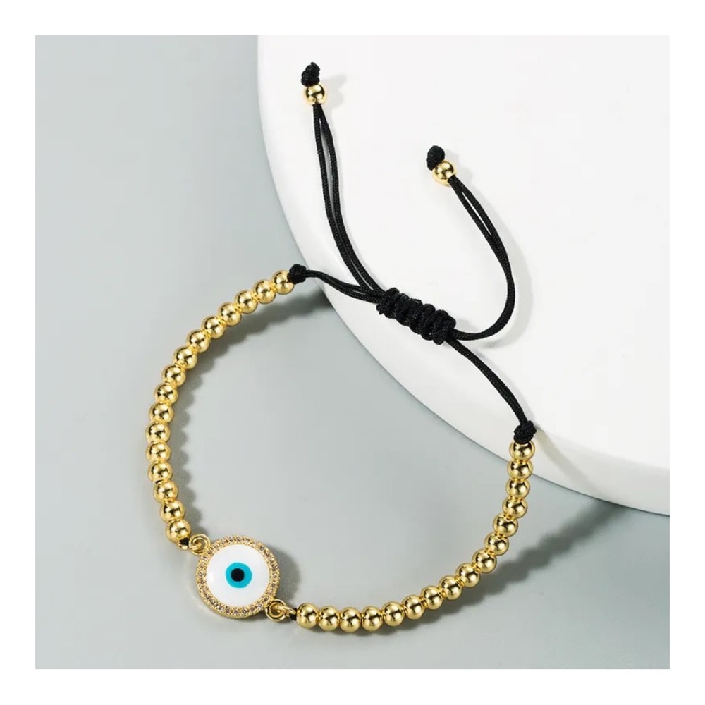 Evil Eye 18K Gold Plated Beaded Adjustable Bracelet 🧿